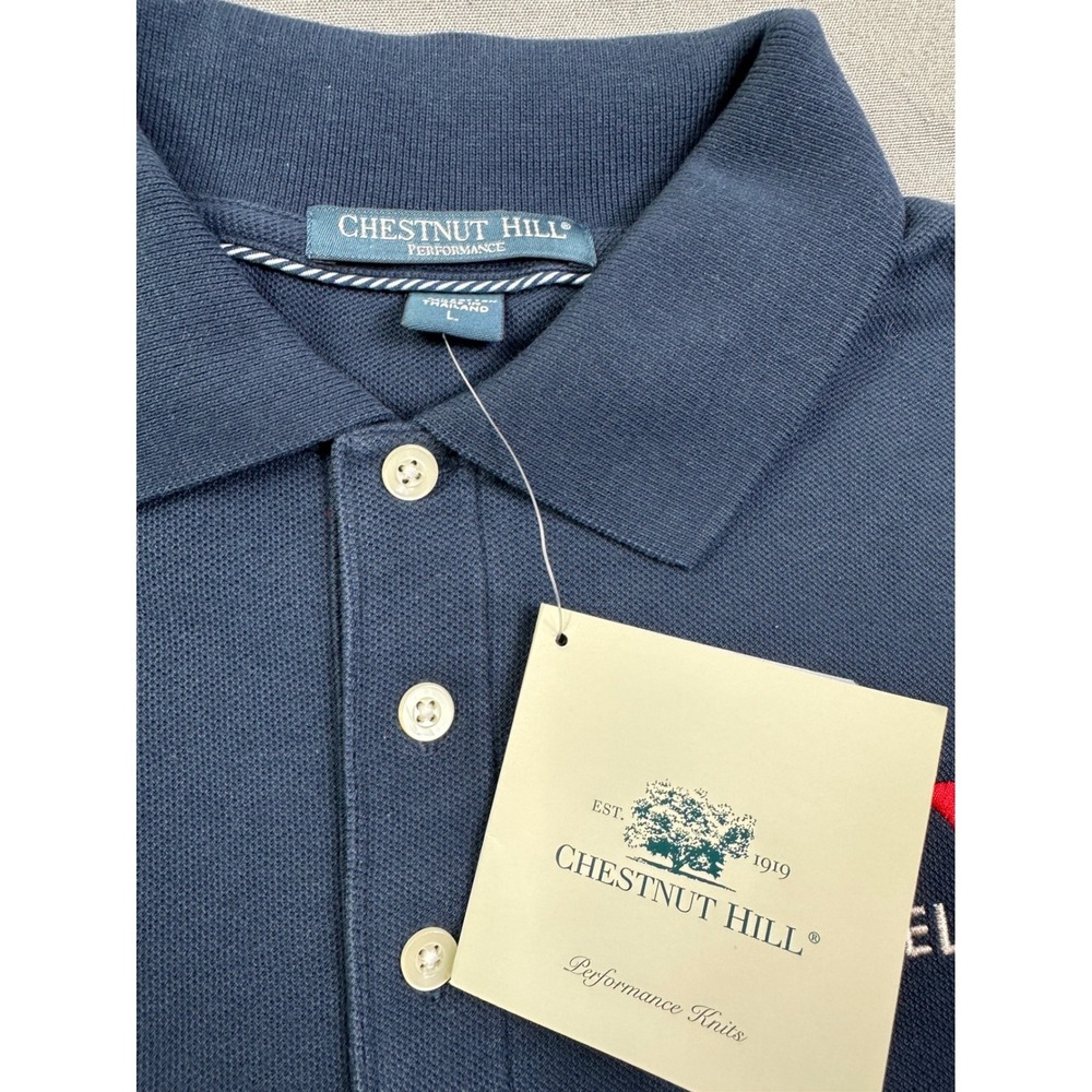 Chestnut Hill Performance Men Navy Blue Telics Embroidered Polo Shirt Size L NWT